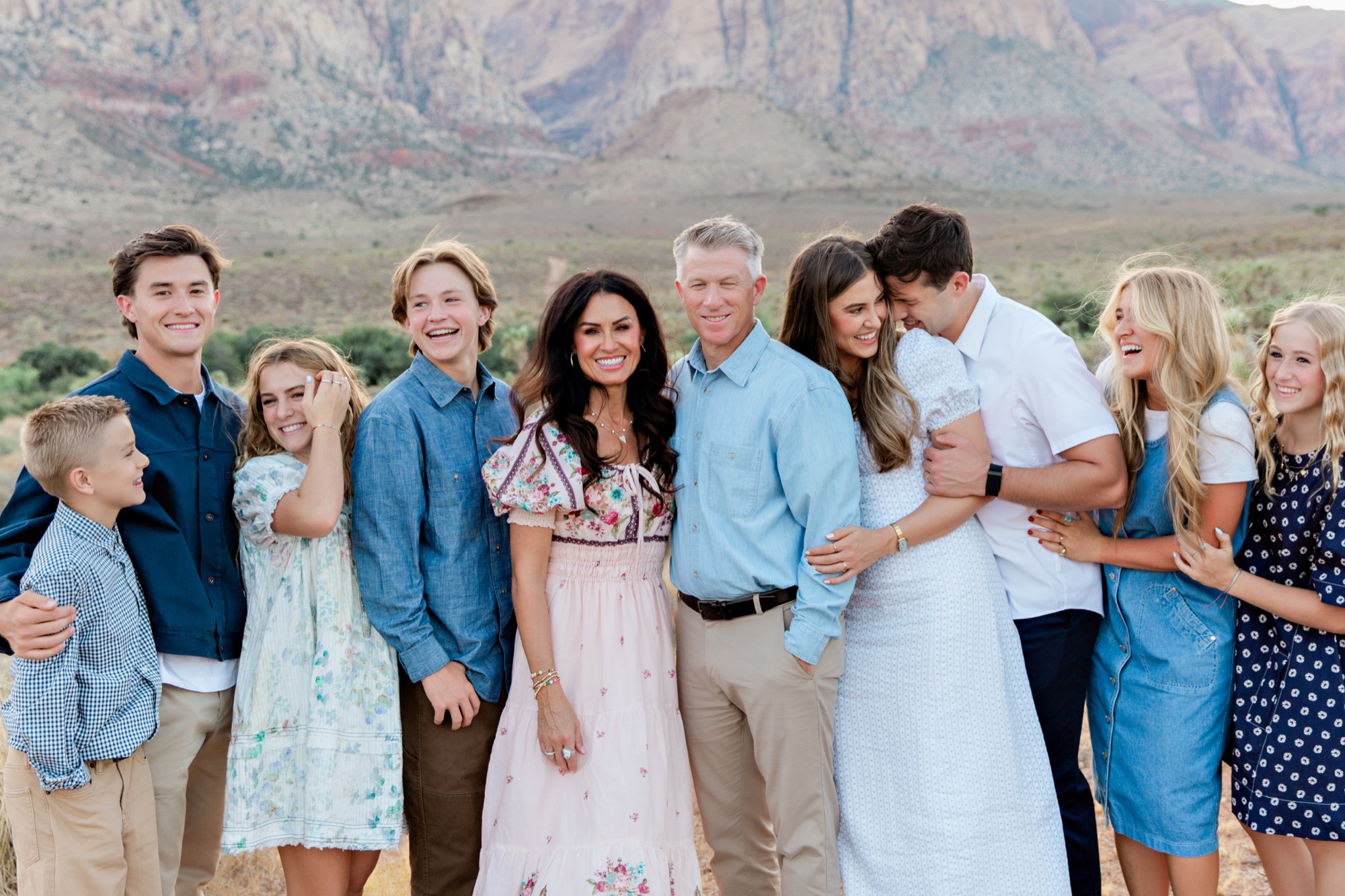 Family with floral maxi dress at Red Rock Canyon